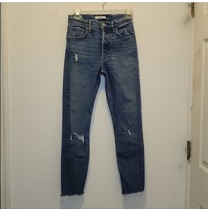 Grlfrnd skinny jeans Size 25 buttonfly, distressed raw hem